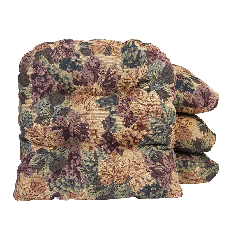 Klear Vu Gripper Overstuffed Universal Non-Slip Dining Chair Cushions for Kitchen Decor or Office Use, U-Shaped Skid-Proof Seat Pad, 15x15 Inches, 4 Count (Pack of 1), Multi - Image 1